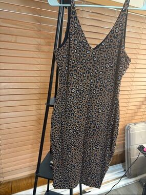 Tart Brown and Black Leopard Print Midi Dress